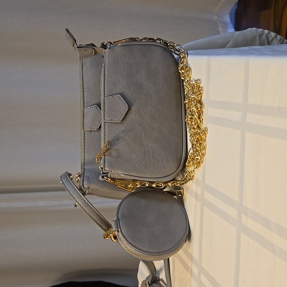 Mezon Handbag, Gray with gold hardware - Picture 1 of 8